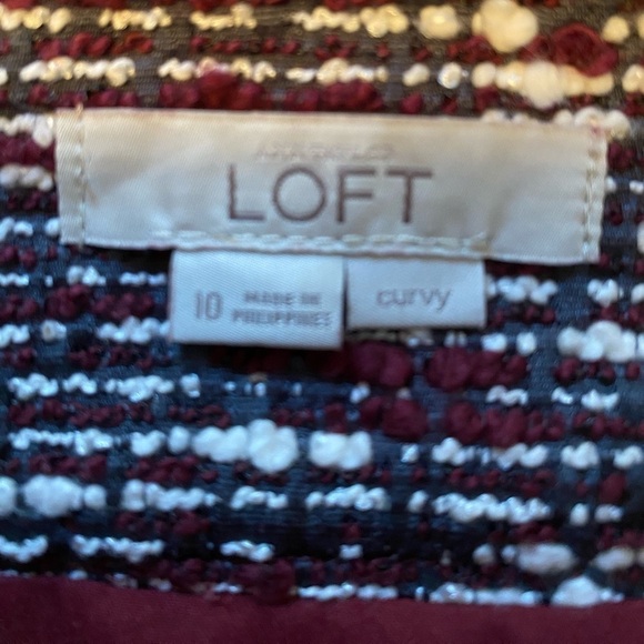 Ann Taylor LOFT Gray Red Tweed Front Pocket Lined Mini Skirt Size 10 Curvy - Picture 6 of 9